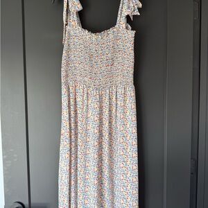 Floral Smocked Dress with Tie Straps